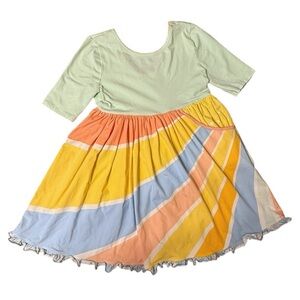 Matilda Jane Rainbow Stripe Mint Bodice Twirl Dress | Size 8